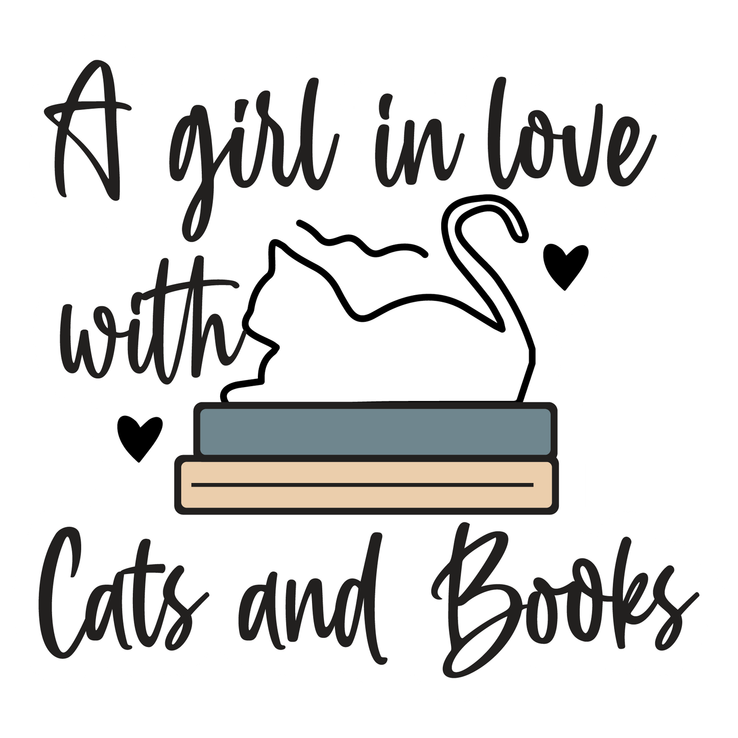 A Girl In Love With Cats and Books Waterproof Vinyl Sticker