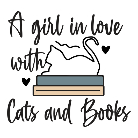 A Girl In Love With Cats and Books Waterproof Vinyl Sticker