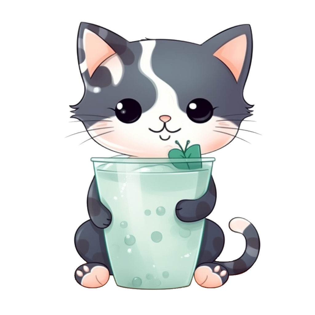 Kitty Boba Waterproof Vinyl Sticker