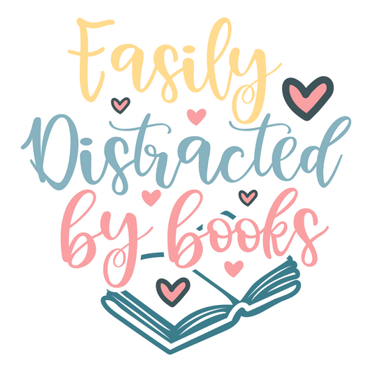 Easily Distracted By Books Waterproof Vinyl Sticker