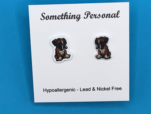 Leo Boxer Puppy Earrings