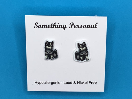 Wilson Husky Puppy Earrings