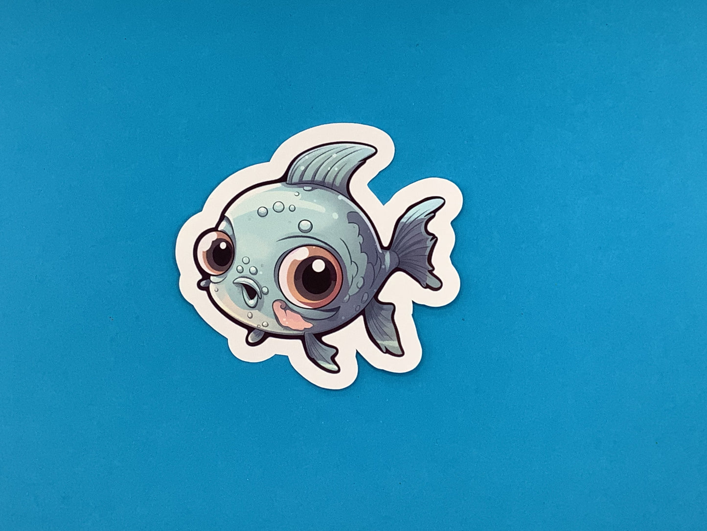 Carl the Blue Fish Waterproof Vinyl Sticker