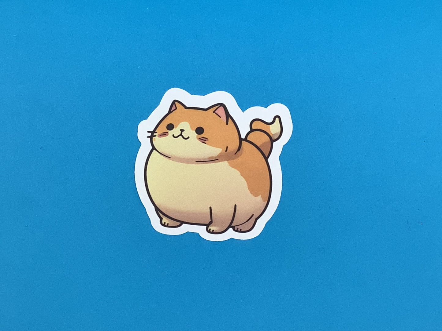 Curly Fat Cat Waterproof Vinyl Sticker