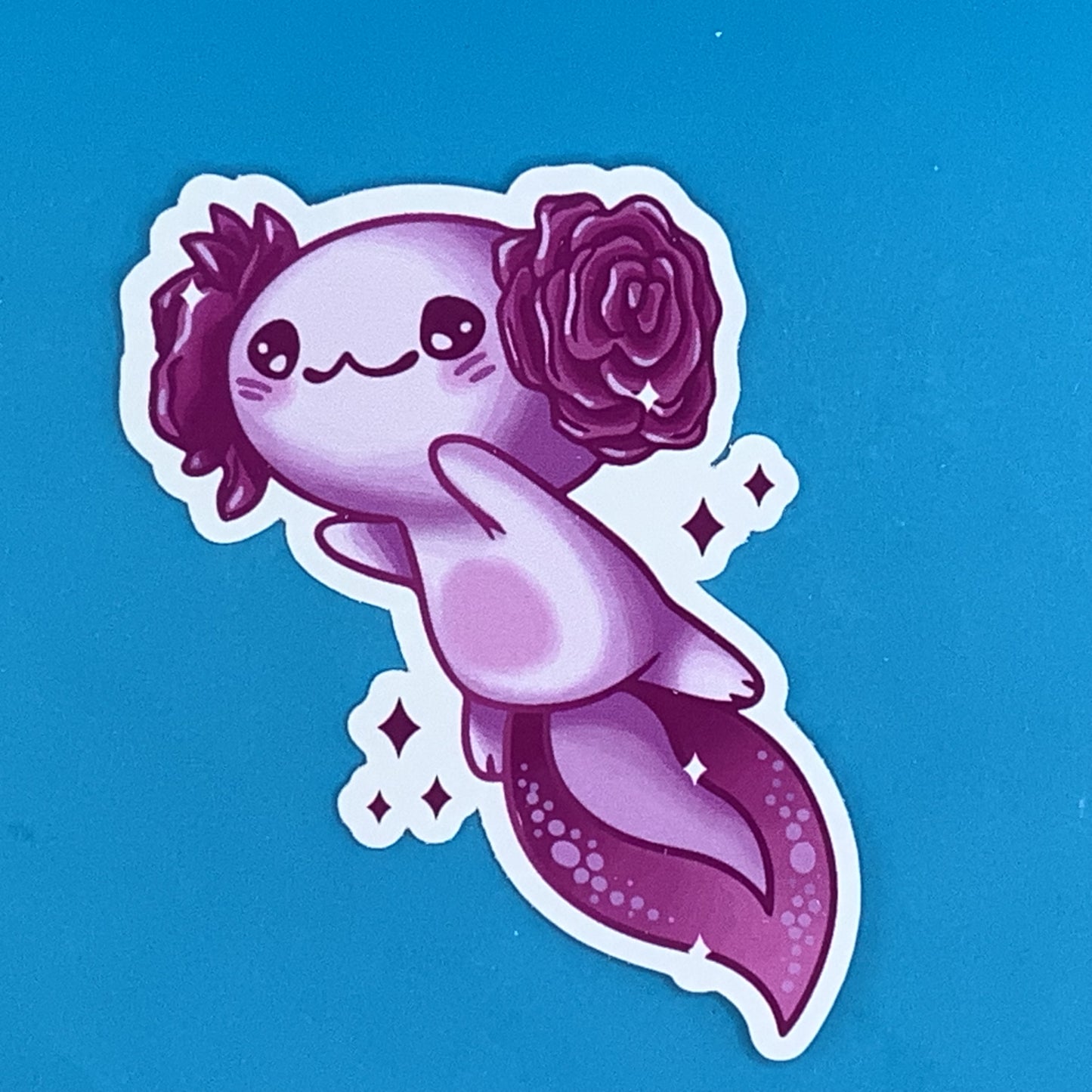 Kawaii Axolotl Soaring Waterproof Vinyl Sticker