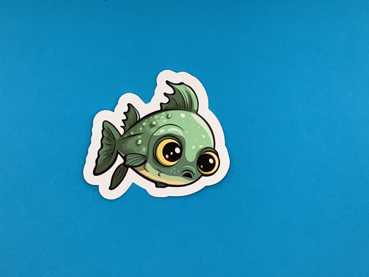 Swimmer the Green Fish Waterproof Vinyl Sticker